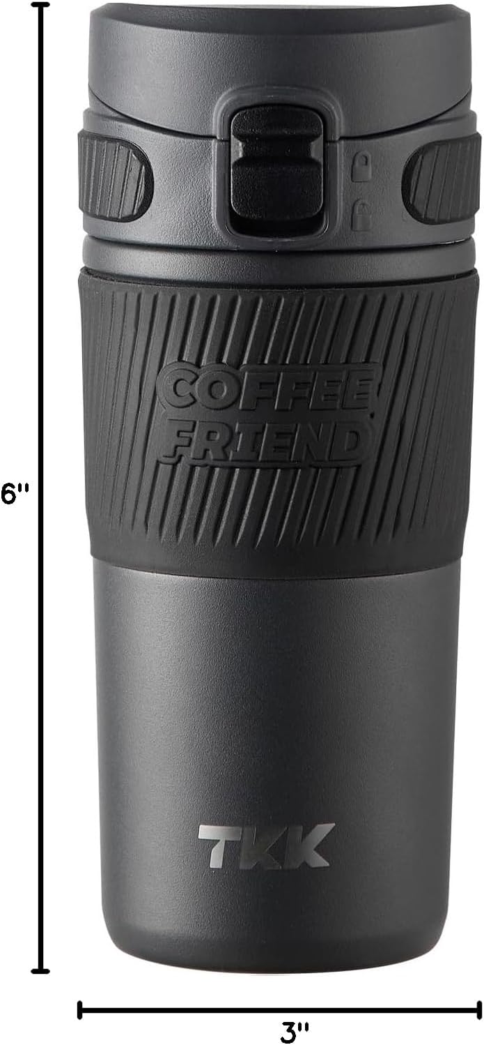 Coffee Travel Mug 15 oz Insulated Stainless Steel Cup with Flip Lid, Leak Proof Bottle for Tea & Drinks, Dishwasher Safe, Slate Grey