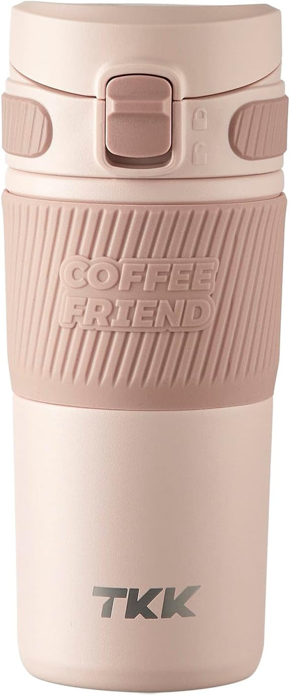 Coffee Travel Mug 15 oz Insulated Stainless Steel Cup with Flip Lid, Leak Proof Bottle for Tea & Drinks, Dishwasher Safe, Slate Grey