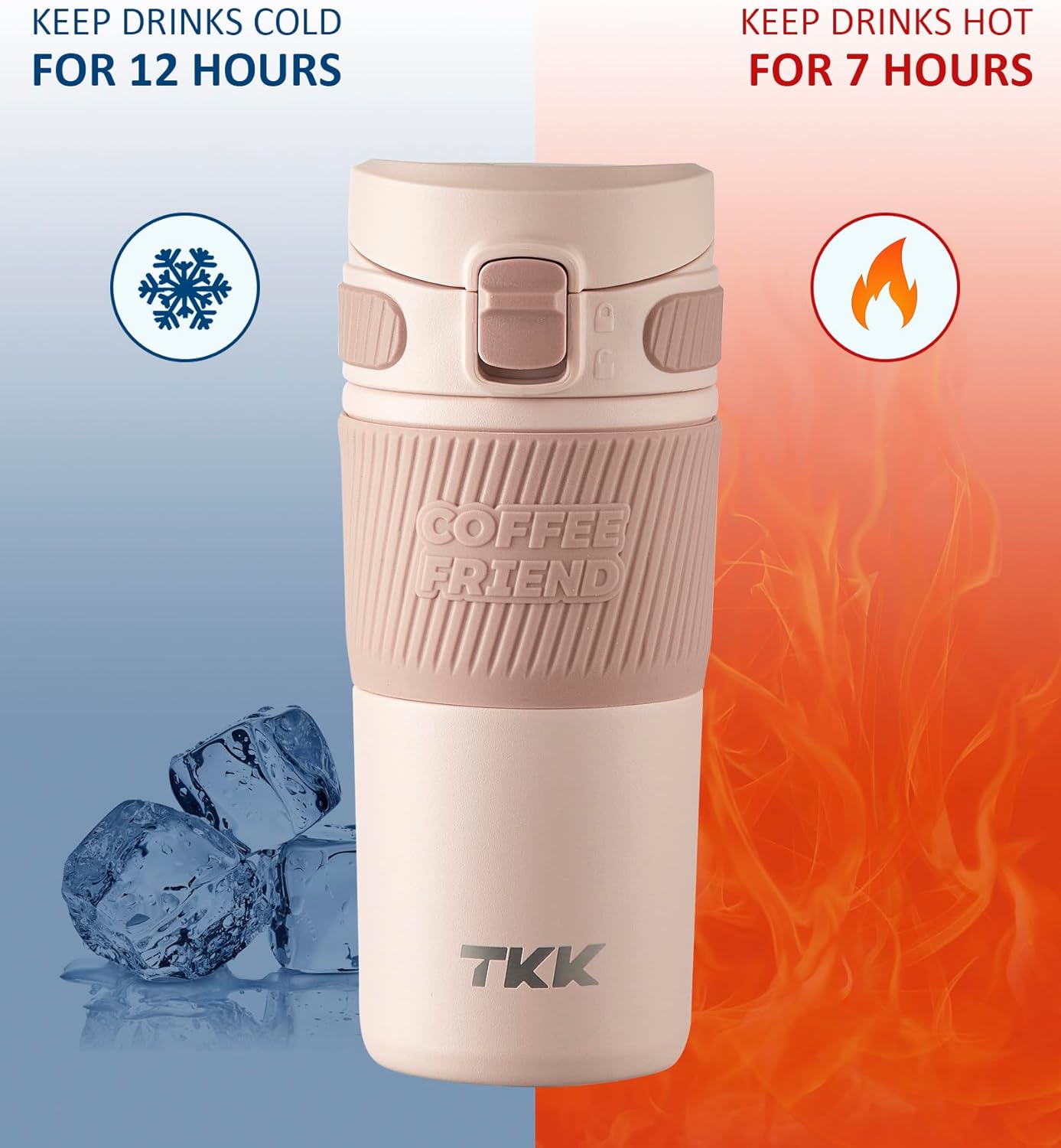 Coffee Travel Mug 15 oz Insulated Stainless Steel Cup with Flip Lid, Leak Proof Bottle for Tea & Drinks, Dishwasher Safe, Slate Grey