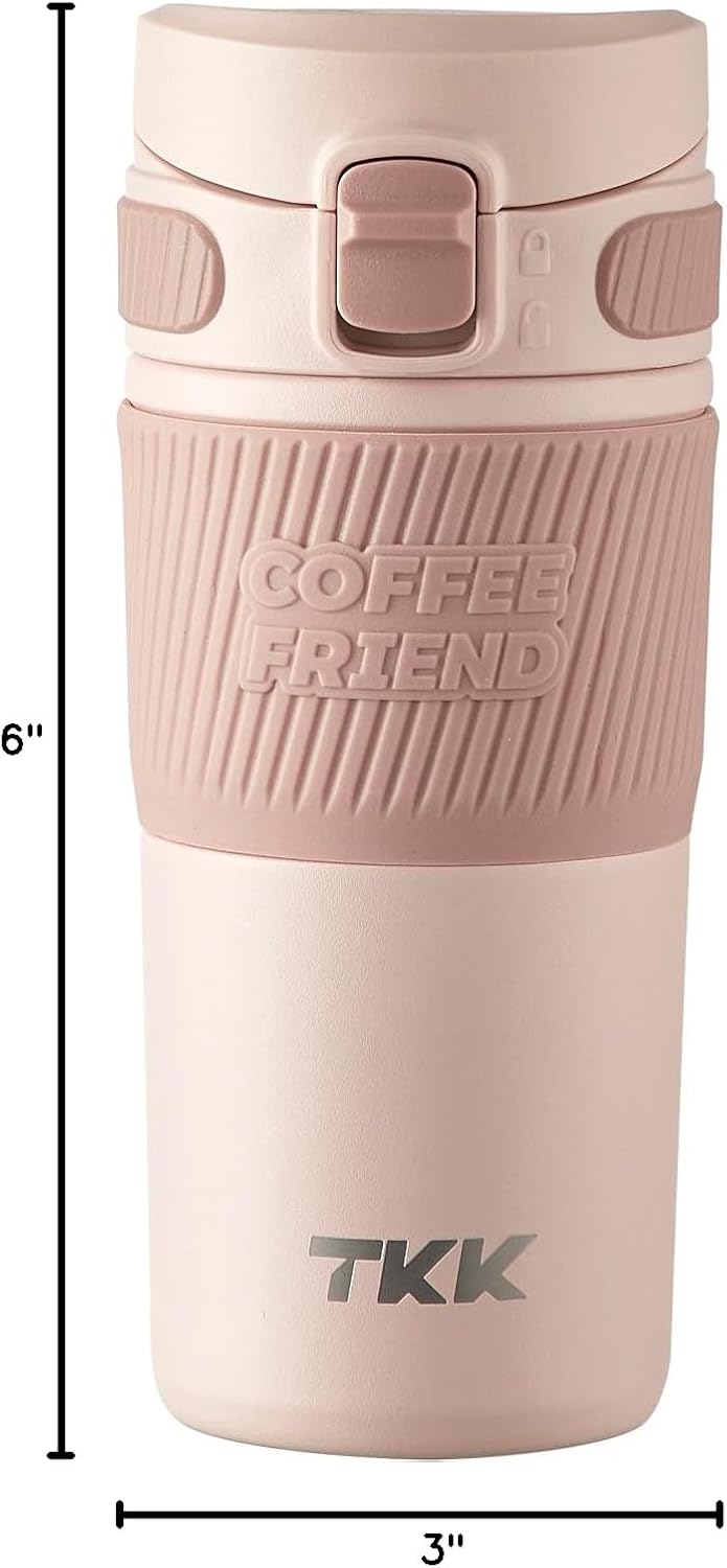 Coffee Travel Mug 15 oz Insulated Stainless Steel Cup with Flip Lid, Leak Proof Bottle for Tea & Drinks, Dishwasher Safe, Slate Grey