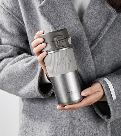 Coffee Travel Mug 15 oz Insulated Stainless Steel Cup with Flip Lid, Leak Proof Bottle for Tea & Drinks, Dishwasher Safe, Slate Grey