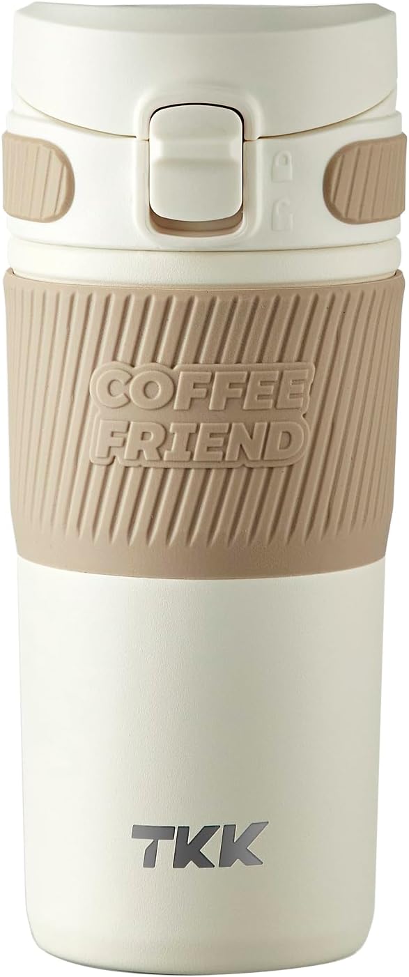 Coffee Travel Mug 15 oz Insulated Stainless Steel Cup with Flip Lid, Leak Proof Bottle for Tea & Drinks, Dishwasher Safe, Slate Grey