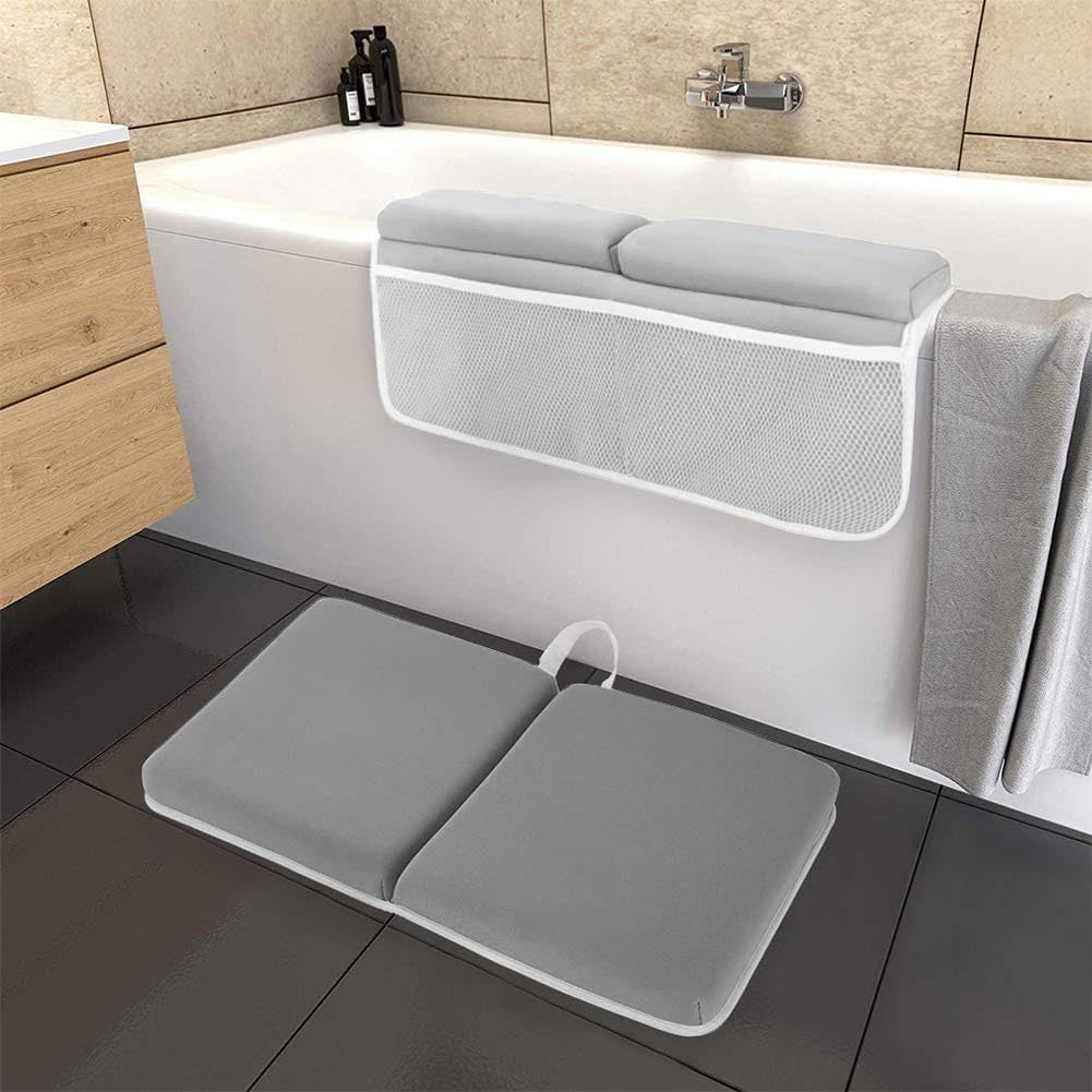 Baby Bath Kneeler & Elbow Rest pad Set for Bath Toys,Baby Bathtub – 1.5 inches Thick Cushion, Non-Slip, 4 Mesh Pockets, Baby Essentials knelling pad, Baby Bath mat