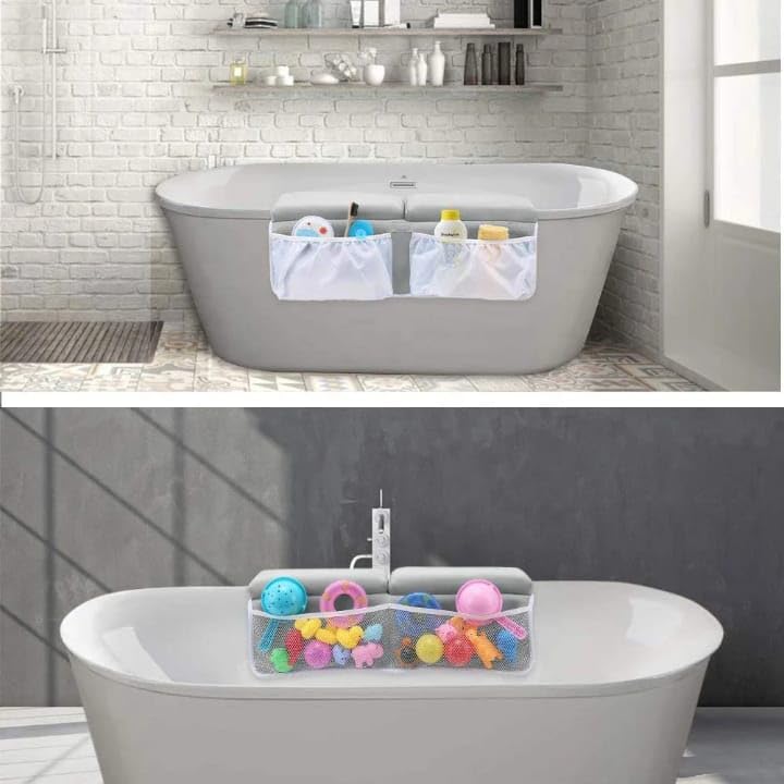 Baby Bath Kneeler & Elbow Rest pad Set for Bath Toys,Baby Bathtub – 1.5 inches Thick Cushion, Non-Slip, 4 Mesh Pockets, Baby Essentials knelling pad, Baby Bath mat