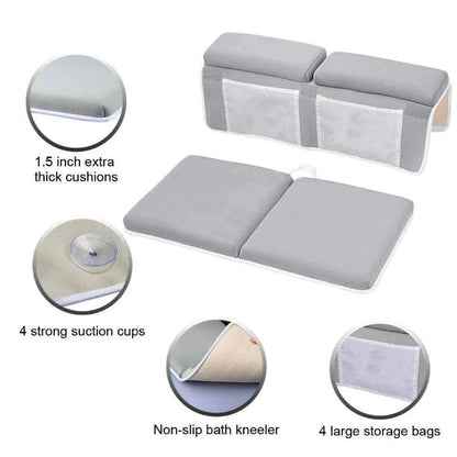 Baby Bath Kneeler & Elbow Rest pad Set for Bath Toys,Baby Bathtub – 1.5 inches Thick Cushion, Non-Slip, 4 Mesh Pockets, Baby Essentials knelling pad, Baby Bath mat