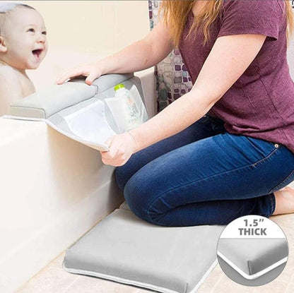 Baby Bath Kneeler & Elbow Rest pad Set for Bath Toys,Baby Bathtub – 1.5 inches Thick Cushion, Non-Slip, 4 Mesh Pockets, Baby Essentials knelling pad, Baby Bath mat