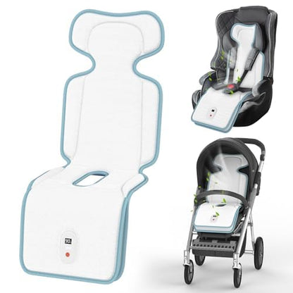 Baby Stroller Cooling Pad with 2 Built-in Blower Up to 10H MAX 10000 mAh Rechargeable 3 Speed Adjustable Car Seat Liner Cooling Cushion for Toddler Outdoors Summer Baby Essentials