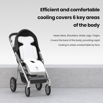 Baby Stroller Cooling Pad with 2 Built-in Blower Up to 10H MAX 10000 mAh Rechargeable 3 Speed Adjustable Car Seat Liner Cooling Cushion for Toddler Outdoors Summer Baby Essentials