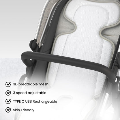 Baby Stroller Cooling Pad with 2 Built-in Blower Up to 10H MAX 10000 mAh Rechargeable 3 Speed Adjustable Car Seat Liner Cooling Cushion for Toddler Outdoors Summer Baby Essentials
