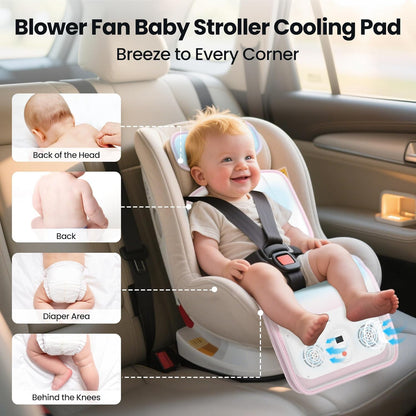 Baby Stroller Cooling Pad with 2 Built-in Blower Up to 10H MAX 10000 mAh Rechargeable 3 Speed Adjustable Car Seat Liner Cooling Cushion for Toddler Outdoors Summer Baby Essentials