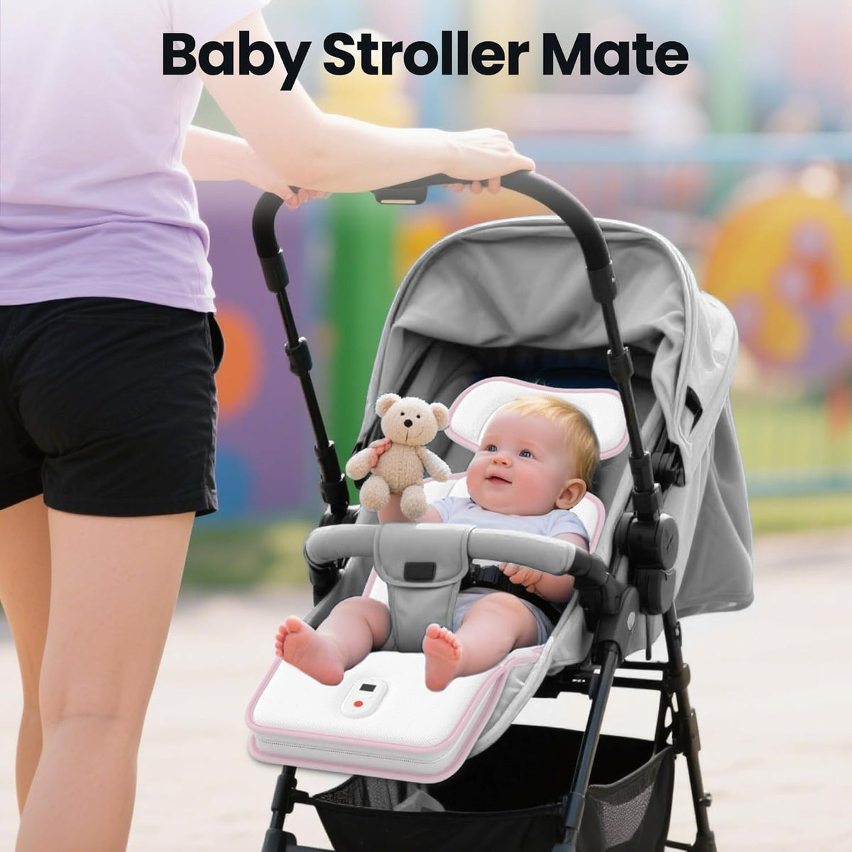 Baby Stroller Cooling Pad with 2 Built-in Blower Up to 10H MAX 10000 mAh Rechargeable 3 Speed Adjustable Car Seat Liner Cooling Cushion for Toddler Outdoors Summer Baby Essentials