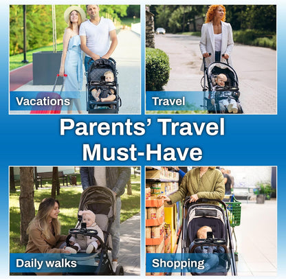 Make Strolls Easier – 4-in-1 Stroller Snack Tray with 360° Phone Holder, Cup Holder & Dual Compartments – Universal Fit (Uppababy, Chicco, Nuna) – BPA-Free – Bonus Hooks Included