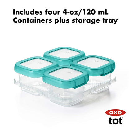 Baby Blocks Freezer Storage Containers Teal (2 Oz and 4 Oz)