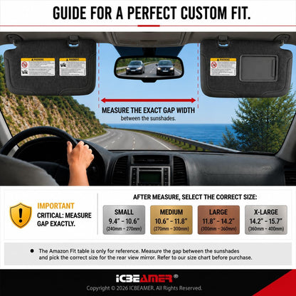 11.8" Clip On Rear View Mirror | Convex Blue Tint Glass, Panoramic Wide Angle HD Glass, Anti Glare, Universal Fit for Car, SUV, Truck | Eliminates Blind Spots (1 Pack)