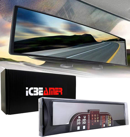11.8" Clip On Rear View Mirror | Convex Blue Tint Glass, Panoramic Wide Angle HD Glass, Anti Glare, Universal Fit for Car, SUV, Truck | Eliminates Blind Spots (1 Pack)
