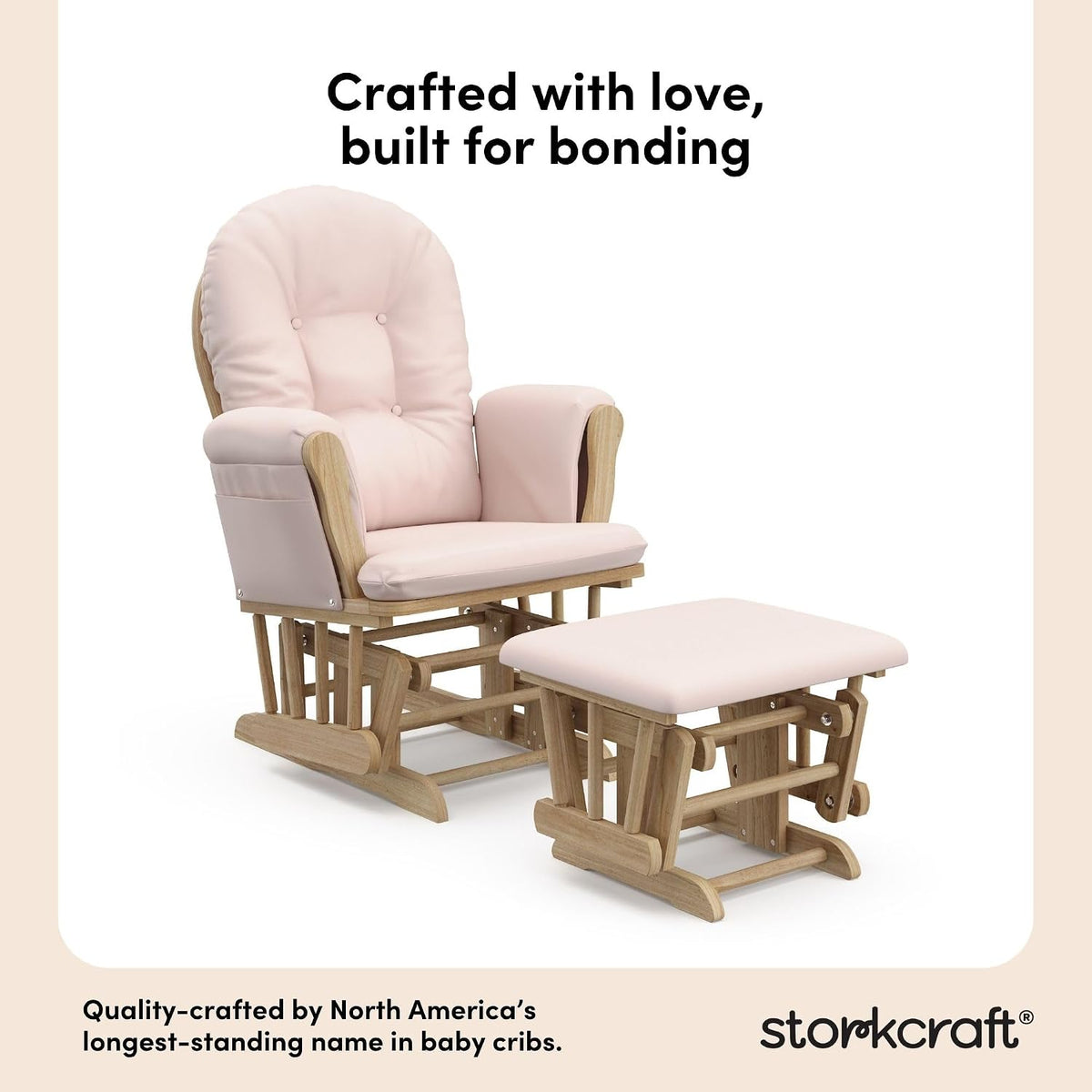 Premium Hoop Glider & Ottoman, Natural/Pink - Colors B