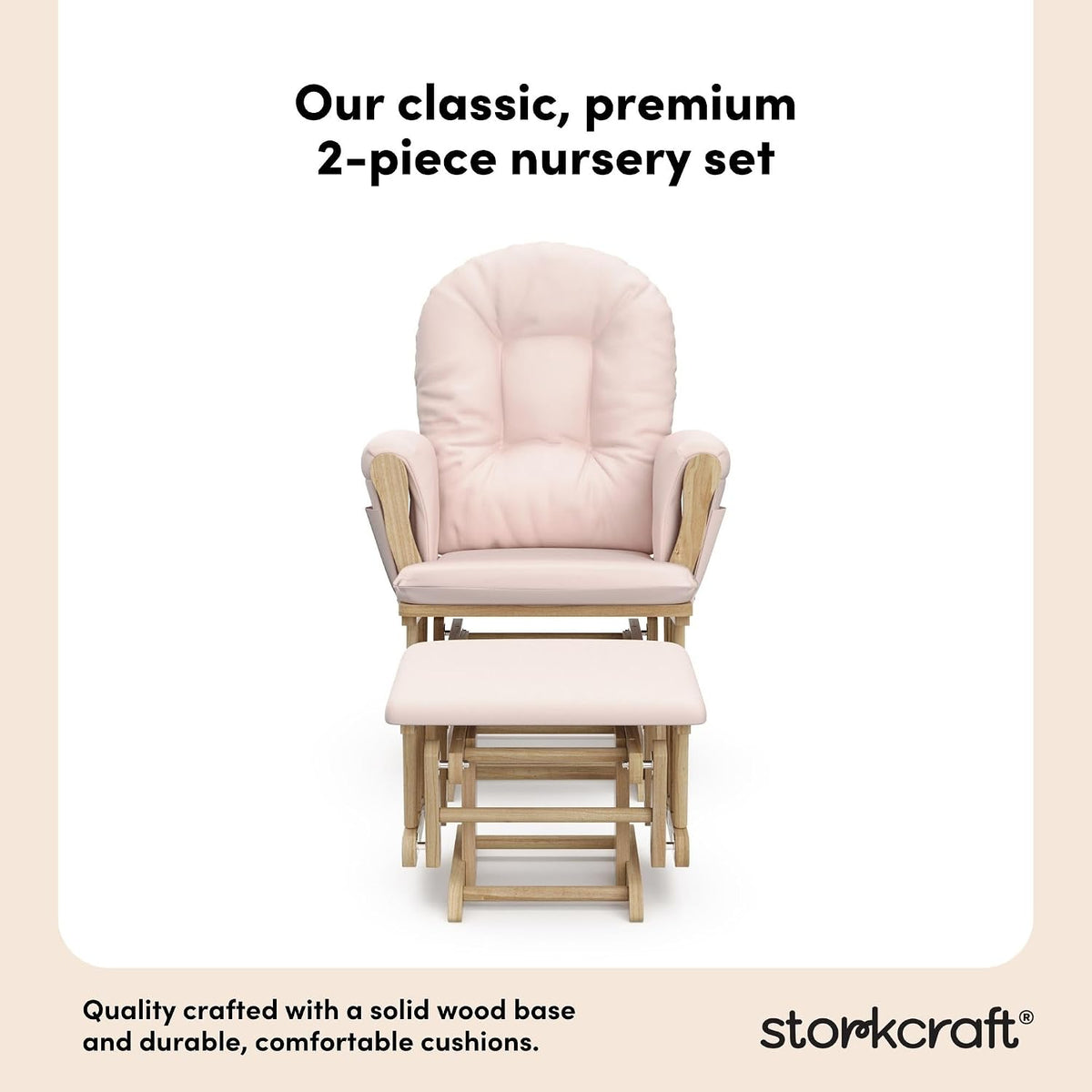 Premium Hoop Glider & Ottoman, Natural/Pink - Colors B