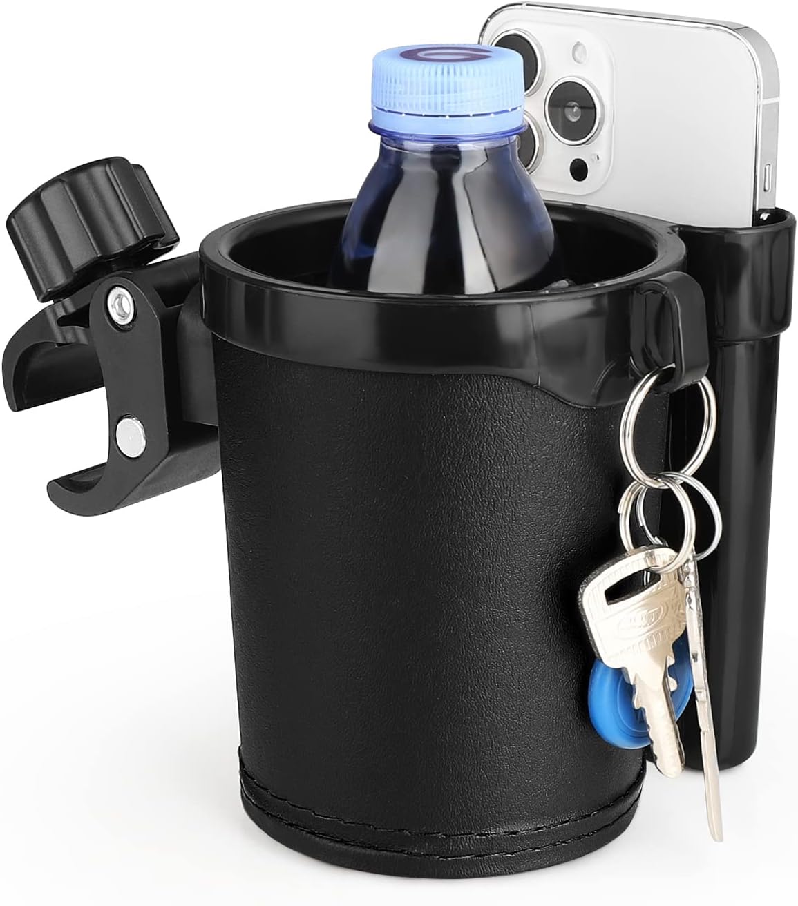 Stroller Cup Holder with Phone Keys Holder, 3-in-1 Universal Cup Holder, Drinks Bottle Holder for Stroller, Bike, Wheelchair, Walker, Scooter