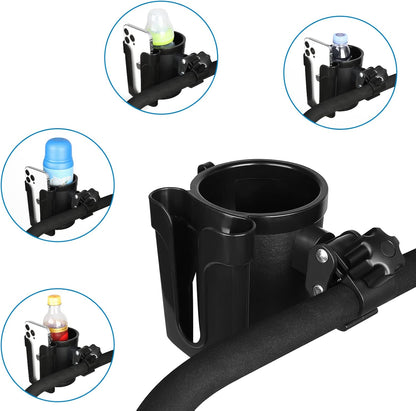 Stroller Cup Holder with Phone Keys Holder, 3-in-1 Universal Cup Holder, Drinks Bottle Holder for Stroller, Bike, Wheelchair, Walker, Scooter