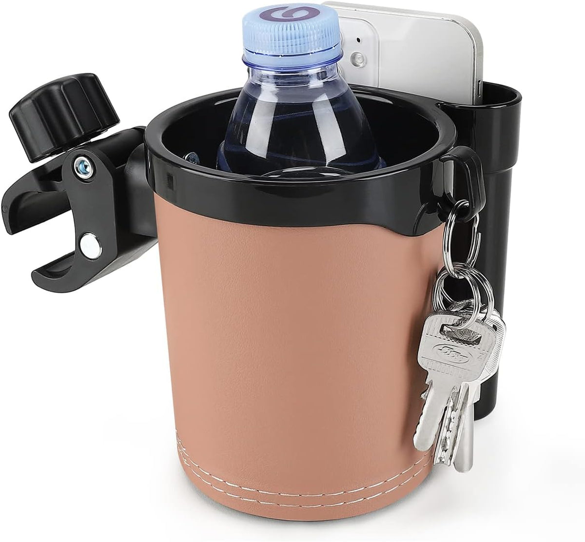 Stroller Cup Holder with Phone Keys Holder, 3-in-1 Universal Cup Holder, Drinks Bottle Holder for Stroller, Bike, Wheelchair, Walker, Scooter