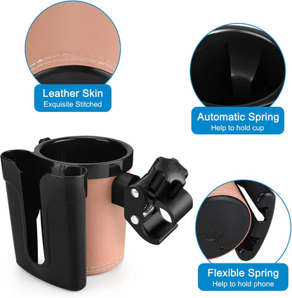 Stroller Cup Holder with Phone Keys Holder, 3-in-1 Universal Cup Holder, Drinks Bottle Holder for Stroller, Bike, Wheelchair, Walker, Scooter