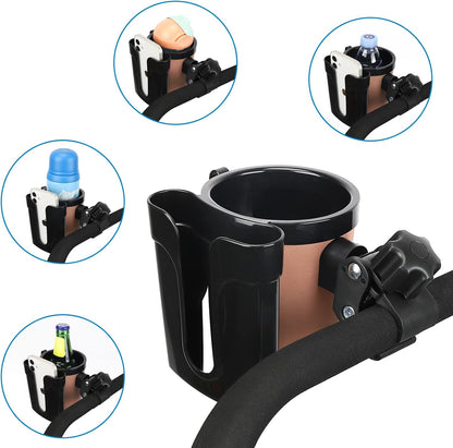 Stroller Cup Holder with Phone Keys Holder, 3-in-1 Universal Cup Holder, Drinks Bottle Holder for Stroller, Bike, Wheelchair, Walker, Scooter