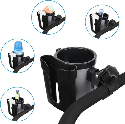 Stroller Cup Holder with Phone Keys Holder, 3-in-1 Universal Cup Holder, Drinks Bottle Holder for Stroller, Bike, Wheelchair, Walker, Scooter