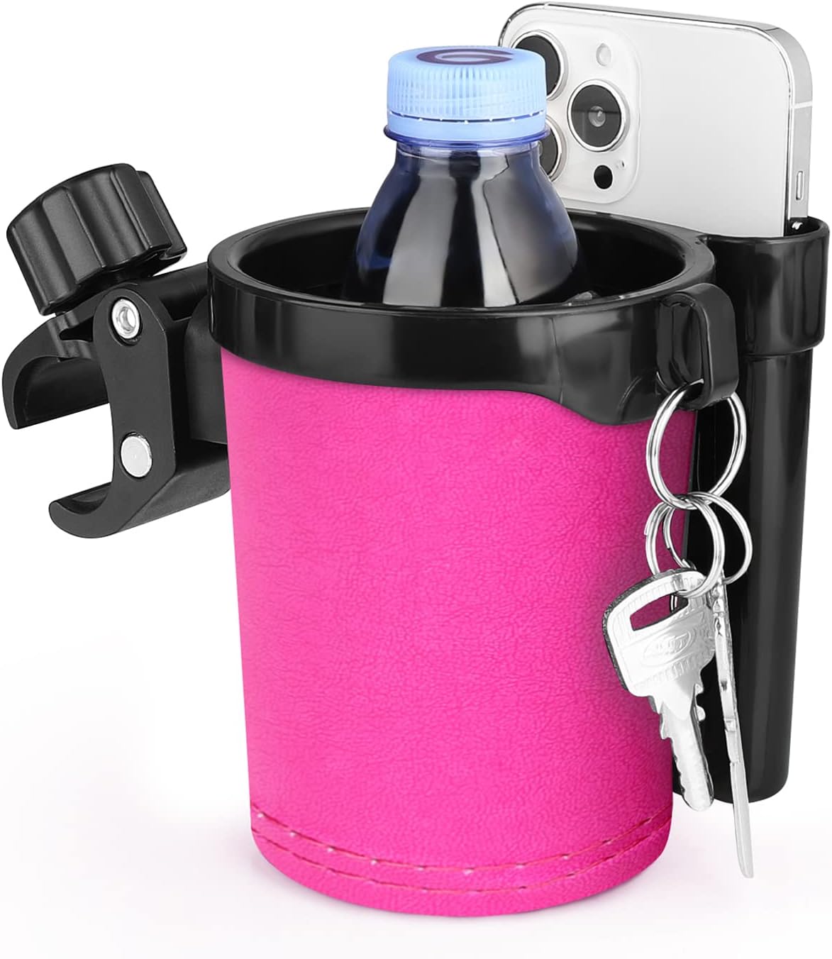 Stroller Cup Holder with Phone Keys Holder, 3-in-1 Universal Cup Holder, Drinks Bottle Holder for Stroller, Bike, Wheelchair, Walker, Scooter