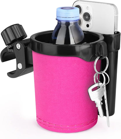 Stroller Cup Holder with Phone Keys Holder, 3-in-1 Universal Cup Holder, Drinks Bottle Holder for Stroller, Bike, Wheelchair, Walker, Scooter