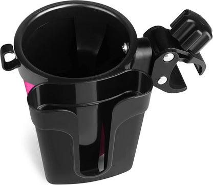Stroller Cup Holder with Phone Keys Holder, 3-in-1 Universal Cup Holder, Drinks Bottle Holder for Stroller, Bike, Wheelchair, Walker, Scooter