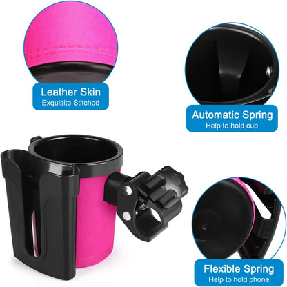 Stroller Cup Holder with Phone Keys Holder, 3-in-1 Universal Cup Holder, Drinks Bottle Holder for Stroller, Bike, Wheelchair, Walker, Scooter
