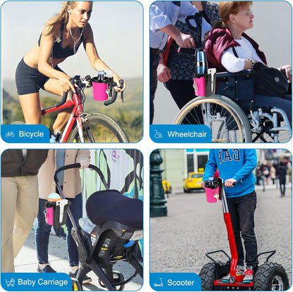 Stroller Cup Holder with Phone Keys Holder, 3-in-1 Universal Cup Holder, Drinks Bottle Holder for Stroller, Bike, Wheelchair, Walker, Scooter