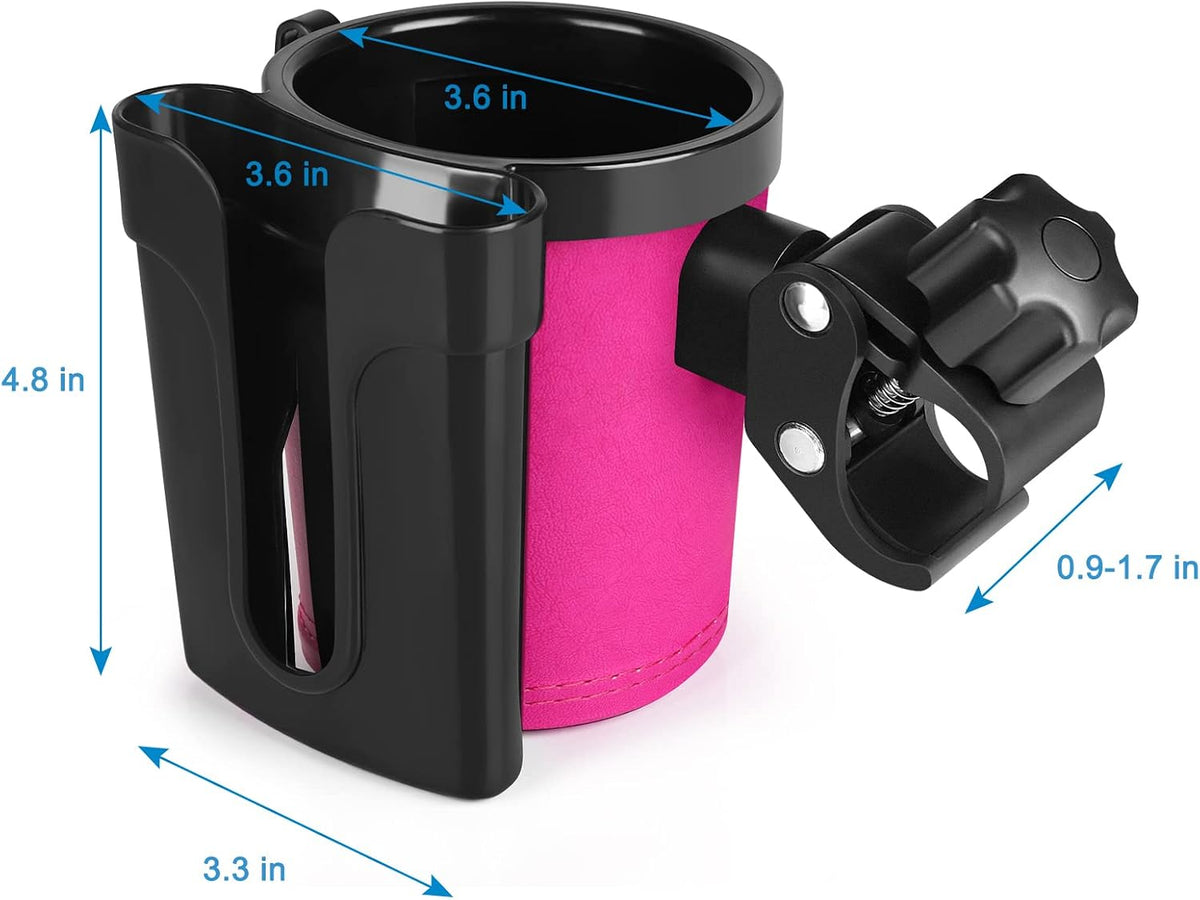 Stroller Cup Holder with Phone Keys Holder, 3-in-1 Universal Cup Holder, Drinks Bottle Holder for Stroller, Bike, Wheelchair, Walker, Scooter