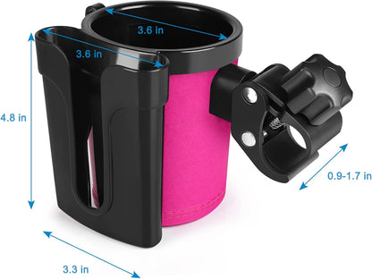 Stroller Cup Holder with Phone Keys Holder, 3-in-1 Universal Cup Holder, Drinks Bottle Holder for Stroller, Bike, Wheelchair, Walker, Scooter