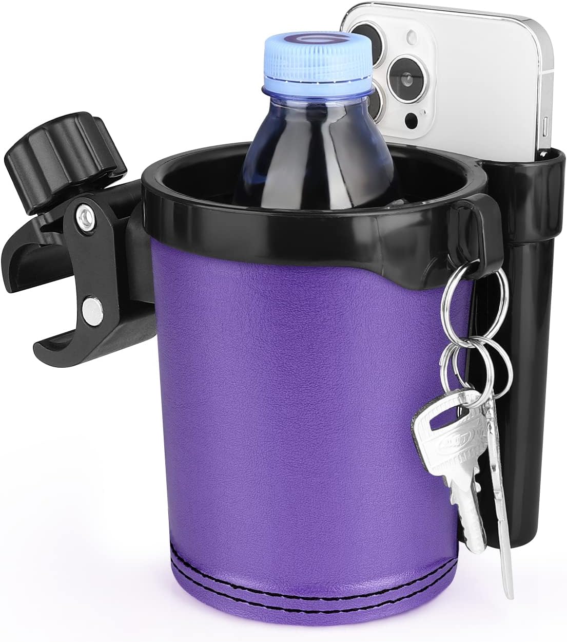Stroller Cup Holder with Phone Keys Holder, 3-in-1 Universal Cup Holder, Drinks Bottle Holder for Stroller, Bike, Wheelchair, Walker, Scooter