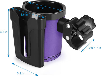 Stroller Cup Holder with Phone Keys Holder, 3-in-1 Universal Cup Holder, Drinks Bottle Holder for Stroller, Bike, Wheelchair, Walker, Scooter