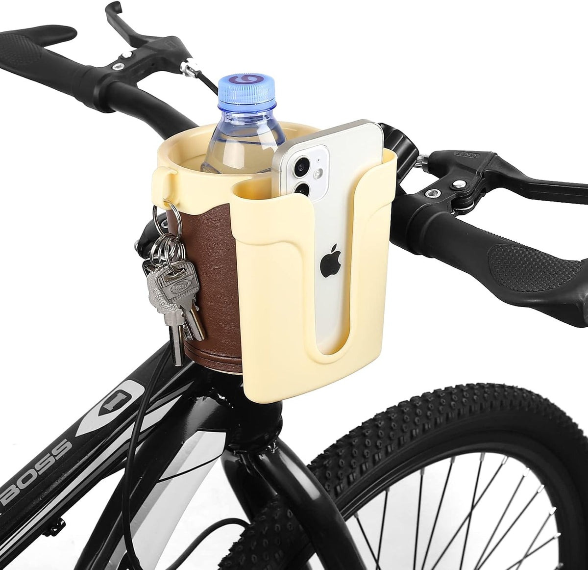 Stroller Cup Holder with Phone Keys Holder, 3-in-1 Universal Cup Holder, Drinks Bottle Holder for Stroller, Bike, Wheelchair, Walker, Scooter