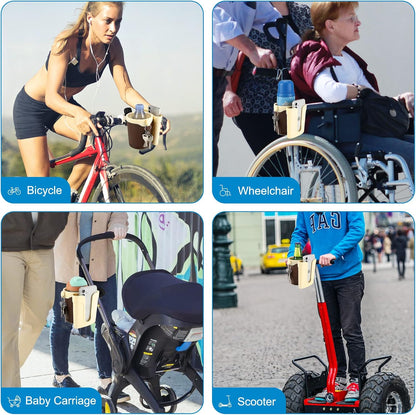 Stroller Cup Holder with Phone Keys Holder, 3-in-1 Universal Cup Holder, Drinks Bottle Holder for Stroller, Bike, Wheelchair, Walker, Scooter