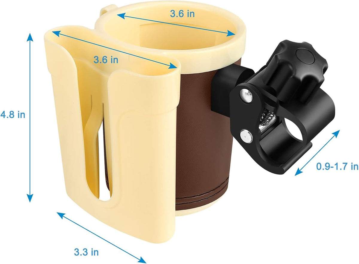 Stroller Cup Holder with Phone Keys Holder, 3-in-1 Universal Cup Holder, Drinks Bottle Holder for Stroller, Bike, Wheelchair, Walker, Scooter