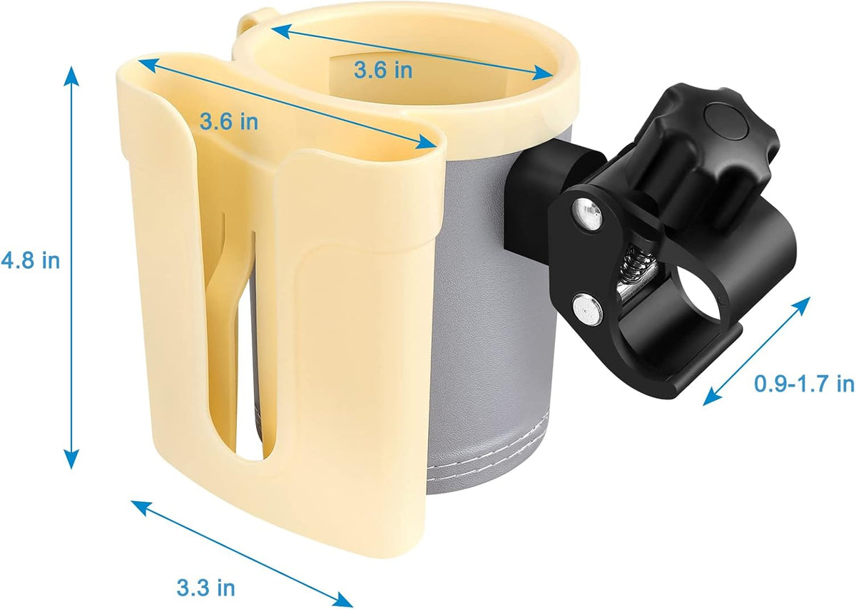 Stroller Cup Holder with Phone Keys Holder, 3-in-1 Universal Cup Holder, Drinks Bottle Holder for Stroller, Bike, Wheelchair, Walker, Scooter