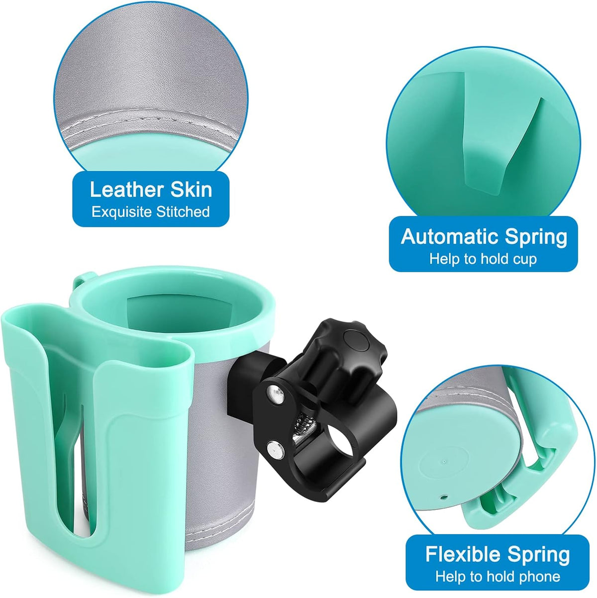 Stroller Cup Holder with Phone Keys Holder, 3-in-1 Universal Cup Holder, Drinks Bottle Holder for Stroller, Bike, Wheelchair, Walker, Scooter