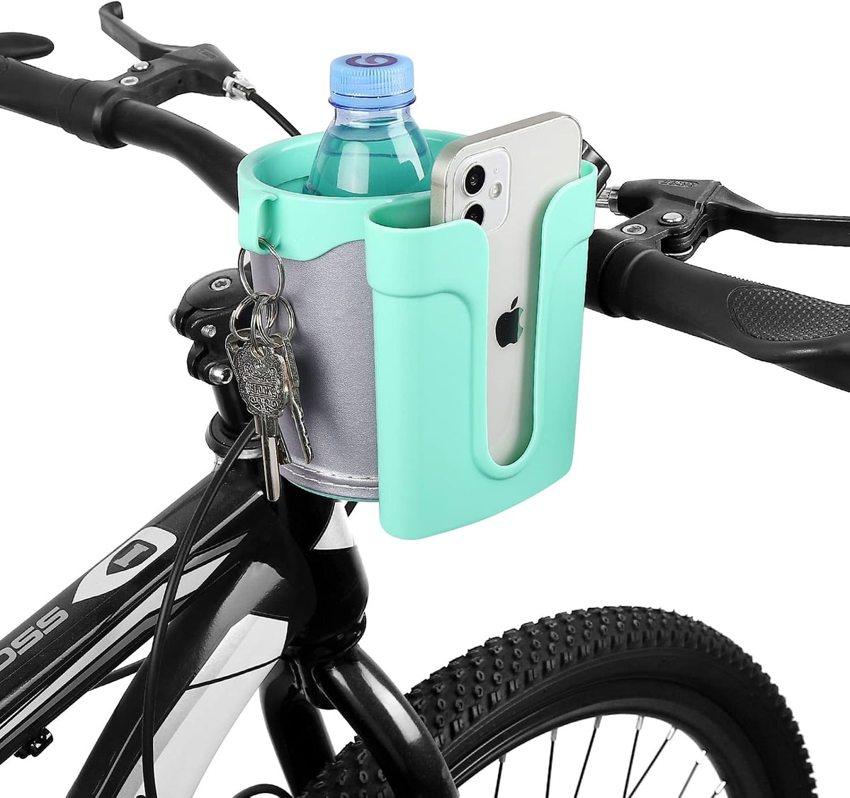 Stroller Cup Holder with Phone Keys Holder, 3-in-1 Universal Cup Holder, Drinks Bottle Holder for Stroller, Bike, Wheelchair, Walker, Scooter