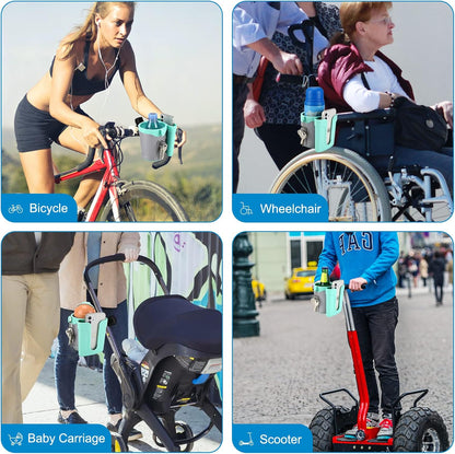 Stroller Cup Holder with Phone Keys Holder, 3-in-1 Universal Cup Holder, Drinks Bottle Holder for Stroller, Bike, Wheelchair, Walker, Scooter