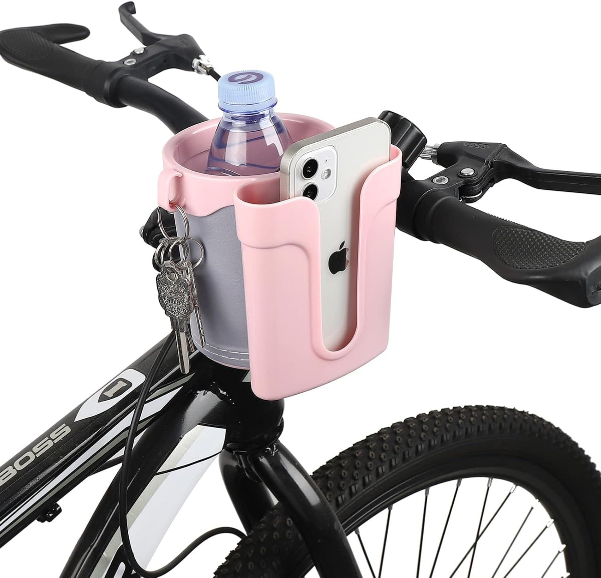 Stroller Cup Holder with Phone Keys Holder, 3-in-1 Universal Cup Holder, Drinks Bottle Holder for Stroller, Bike, Wheelchair, Walker, Scooter