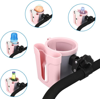 Stroller Cup Holder with Phone Keys Holder, 3-in-1 Universal Cup Holder, Drinks Bottle Holder for Stroller, Bike, Wheelchair, Walker, Scooter