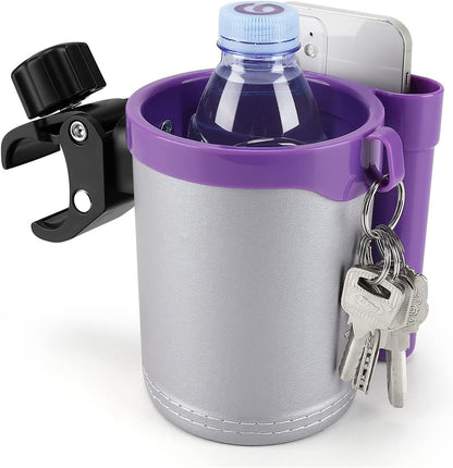 Stroller Cup Holder with Phone Keys Holder, 3-in-1 Universal Cup Holder, Drinks Bottle Holder for Stroller, Bike, Wheelchair, Walker, Scooter