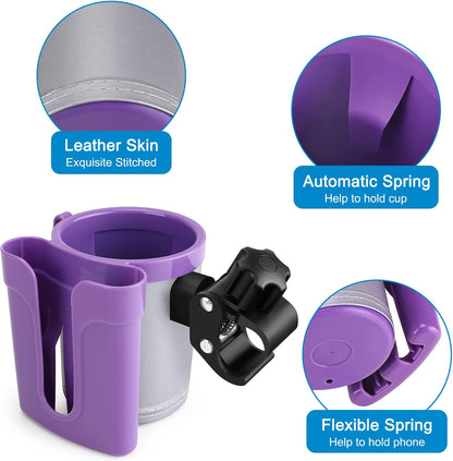 Stroller Cup Holder with Phone Keys Holder, 3-in-1 Universal Cup Holder, Drinks Bottle Holder for Stroller, Bike, Wheelchair, Walker, Scooter