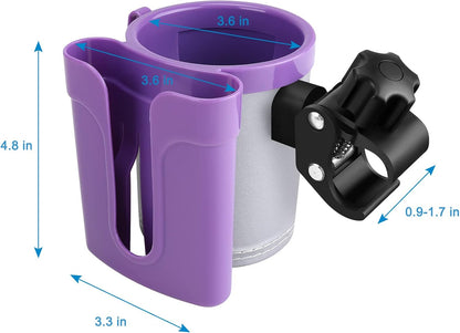 Stroller Cup Holder with Phone Keys Holder, 3-in-1 Universal Cup Holder, Drinks Bottle Holder for Stroller, Bike, Wheelchair, Walker, Scooter