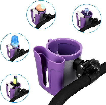 Stroller Cup Holder with Phone Keys Holder, 3-in-1 Universal Cup Holder, Drinks Bottle Holder for Stroller, Bike, Wheelchair, Walker, Scooter