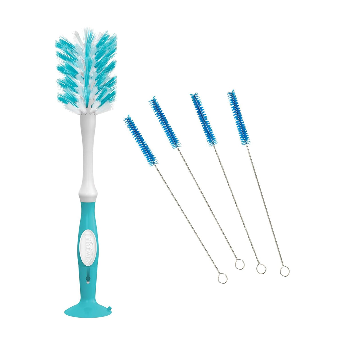 Deluxe Baby Bottle Cleaning Brush with Vent Brush, 1-Pack + Anti-Colic Options+ Vent/Reservoir Cleaning Brushes, BPA-Free, Blue, 5 Count